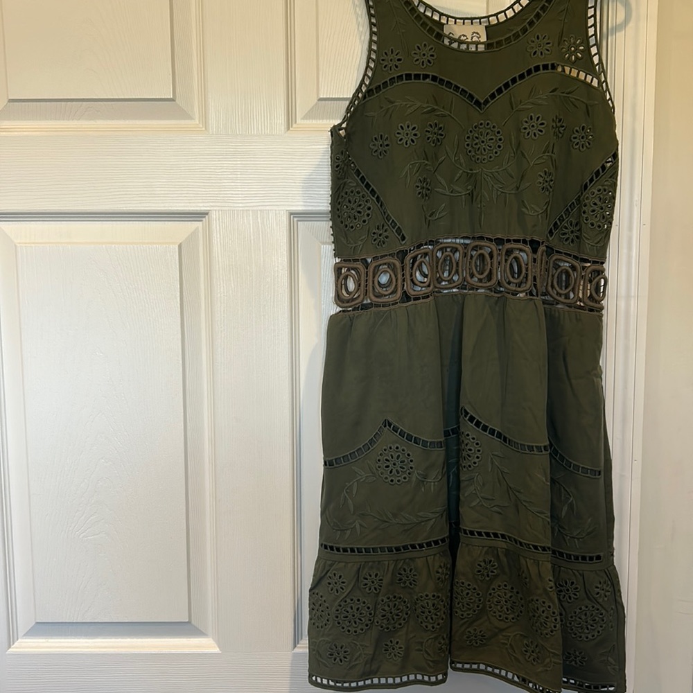 Sea embroidered cutout cotton dress